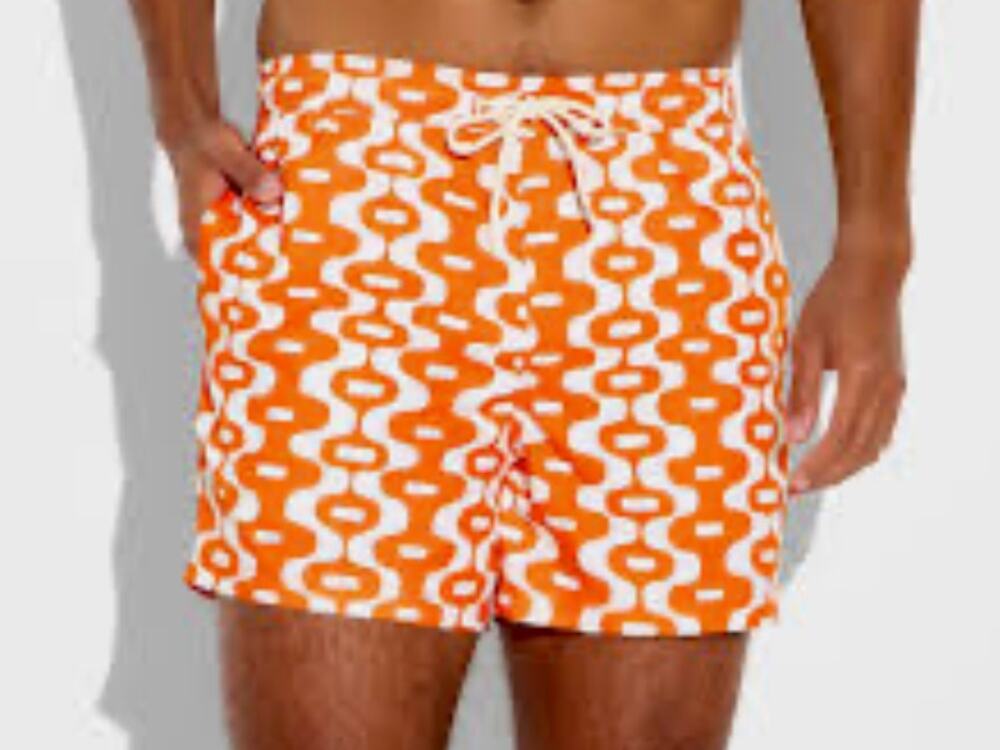 Original Use Men’s Swim Trunks • XXL • 5” Inseam • Orange Geometric